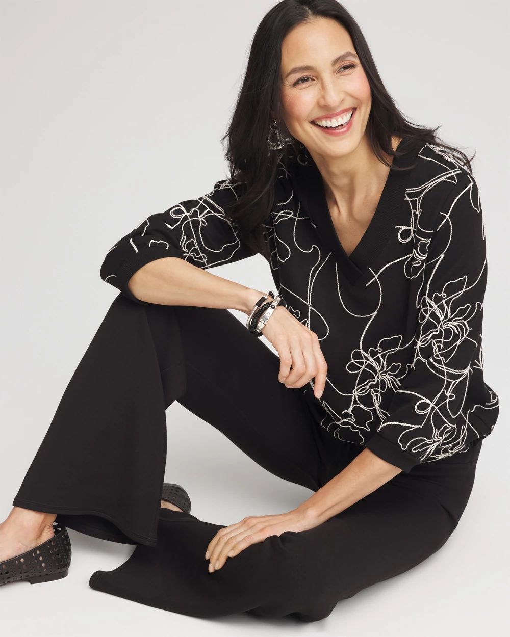 Zenergy® Double-Knit Embroidered Top