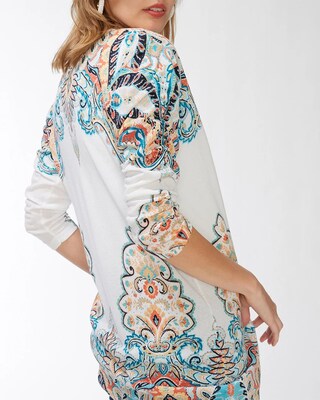 Summer Romance Paisley Ruched Cardigan