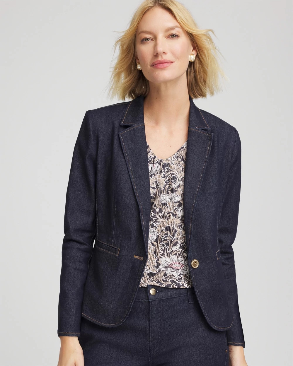 Denim Peplum Blazer