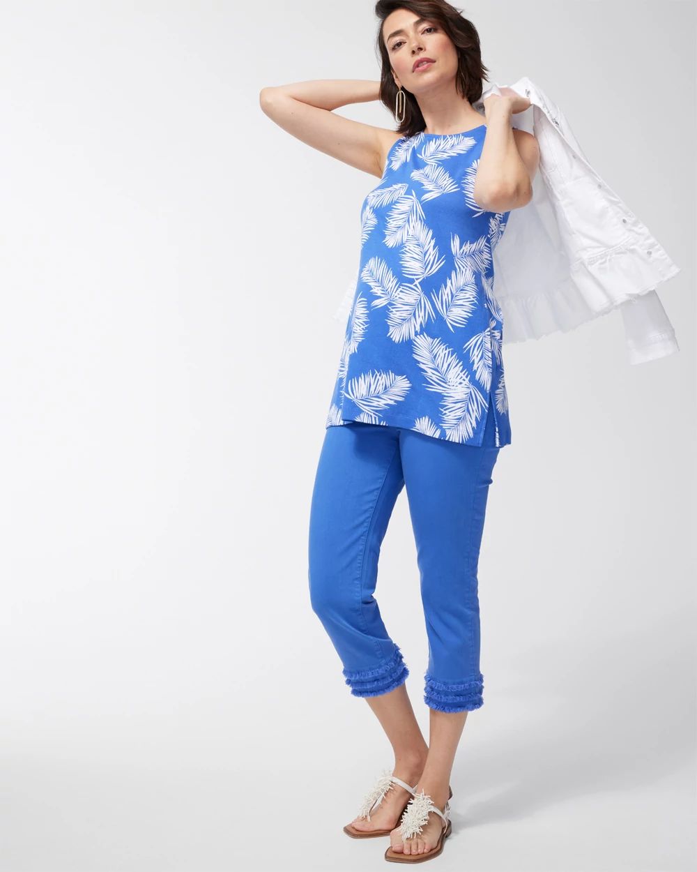 Pima Palm Print Pocket Tunic