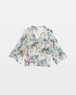 Georgette Ruffled V-Neck Blouse click to view larger image.
