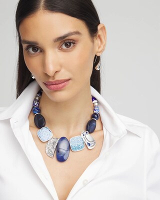 Statement Blue Bib Necklace click to view larger image.