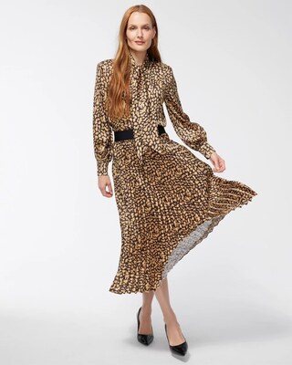 Black Label Animal Print Pleated Skirt