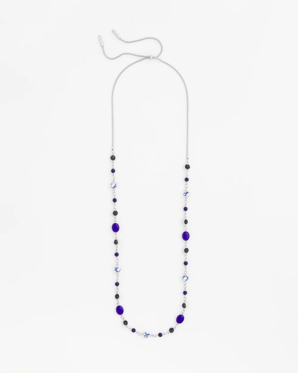 Adjustable Sodalite Stone Single-Strand Necklace