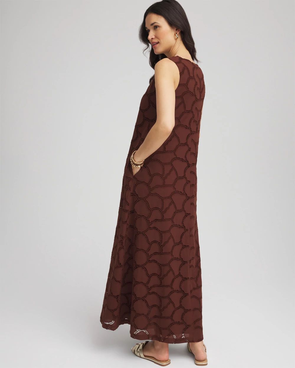 Eyelet Cutout Maxi Tank Dress