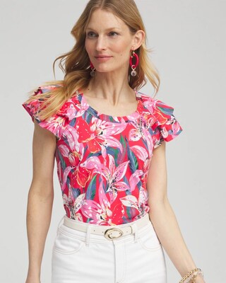 Floral Layered Cap Sleeve Tee