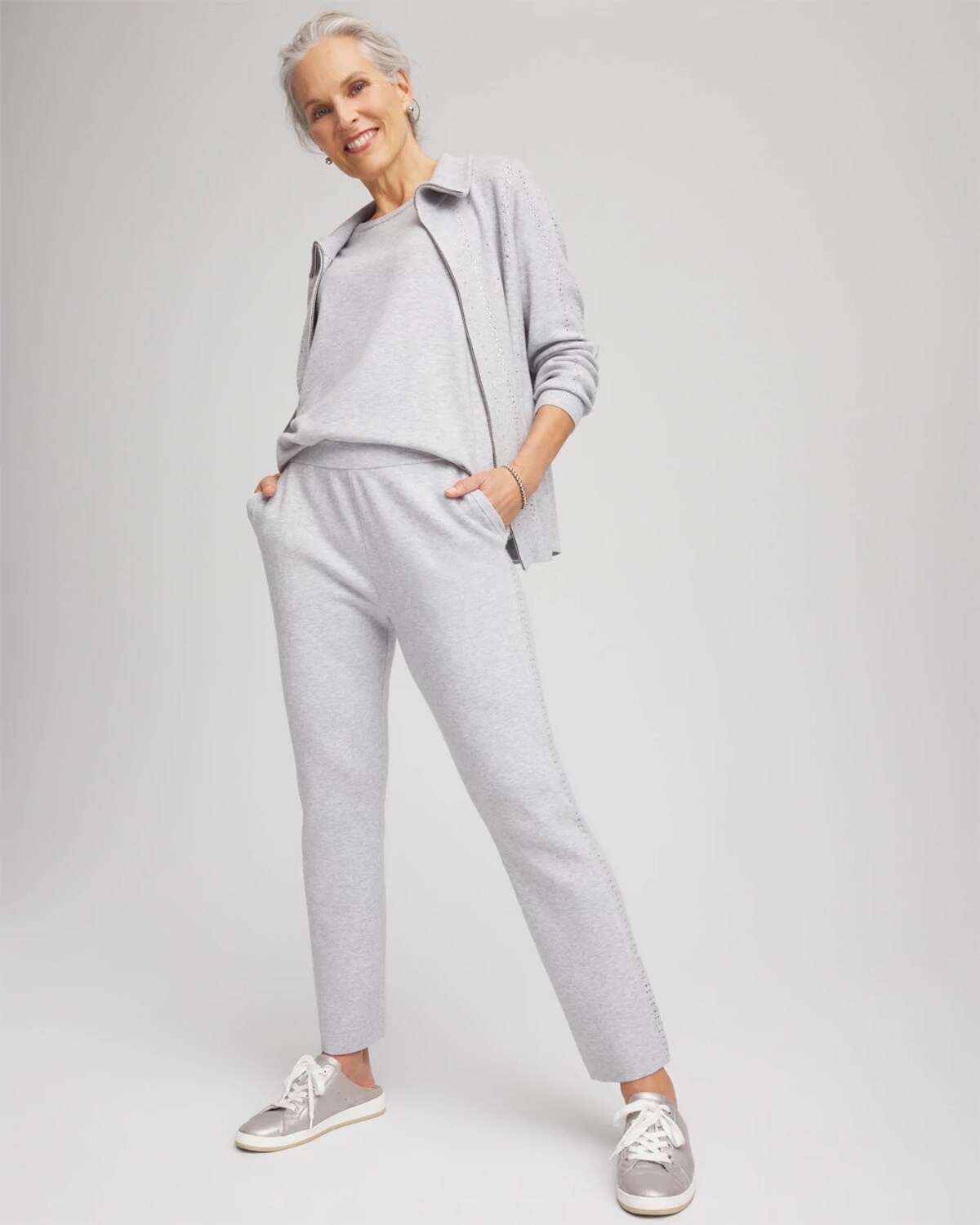 Chico's Luxe Diamante Pants In Gray In Gray