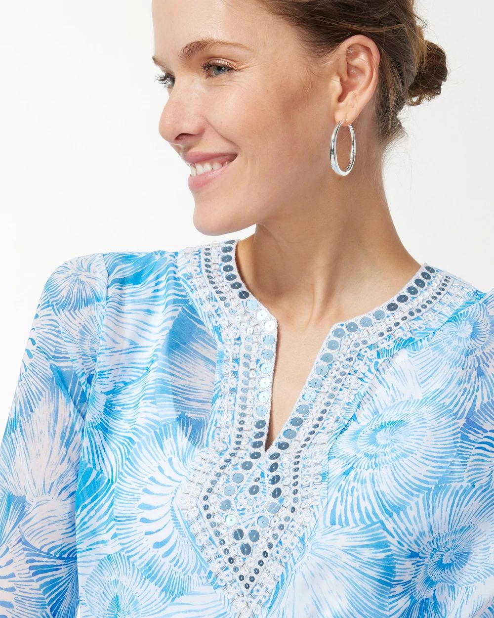 Shell Print Embellished Tunic