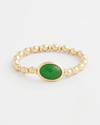 Green Agate Bezel Stretch Bracelet