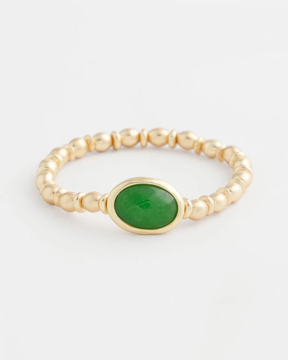 Green Agate Bezel Stretch Bracelet