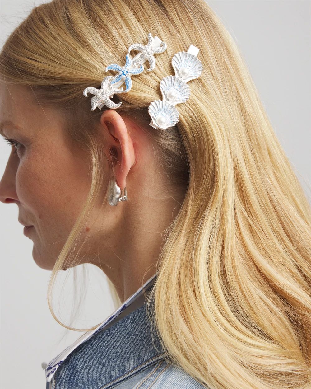 Silvertone Ocean Motif Hair Pins click to view larger image.