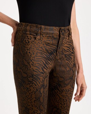 Animal Print Coated Girlfriend Slim Ankle Jeans click to view larger image.