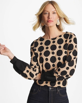 Ponte Poplin Polka-Dot Top