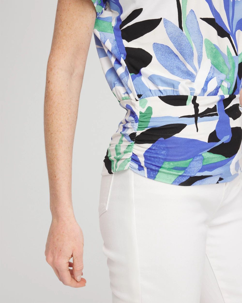 Touch of Cool™ Tropics Ruched Banded Hem Top click to view larger image.