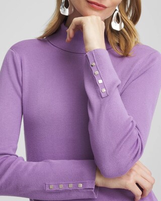 Ecovero™ Button Cuff Turtleneck Sweater click to view larger image.