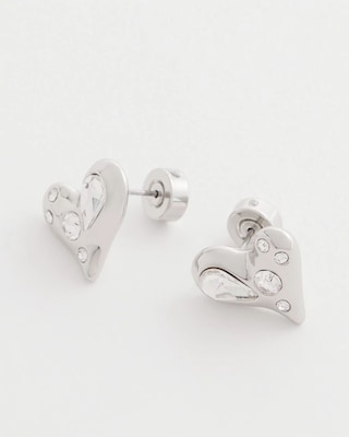 Mini Bejeweled Heart Stud Earrings click to view larger image.