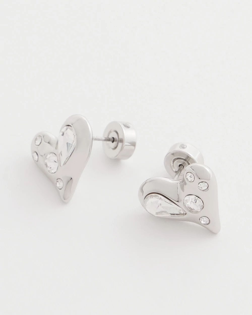 Mini Bejeweled Heart Stud Earrings click to view larger image.