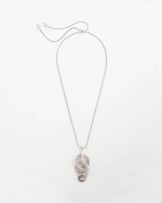 Silvertone Concentric Circles Pendant Necklace