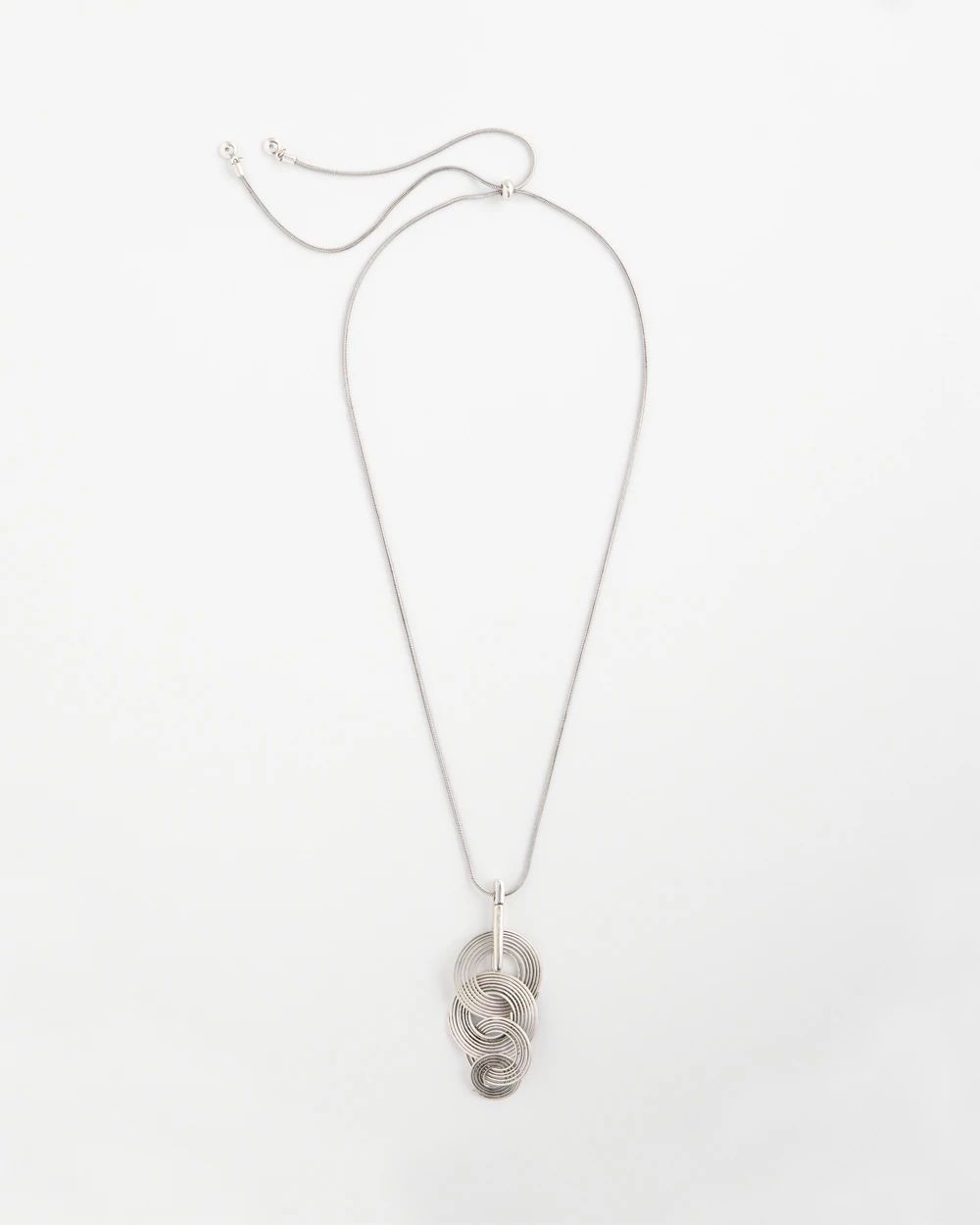 Silvertone Concentric Circles Pendant Necklace