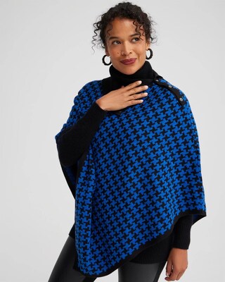 Houndstooth Knit Poncho