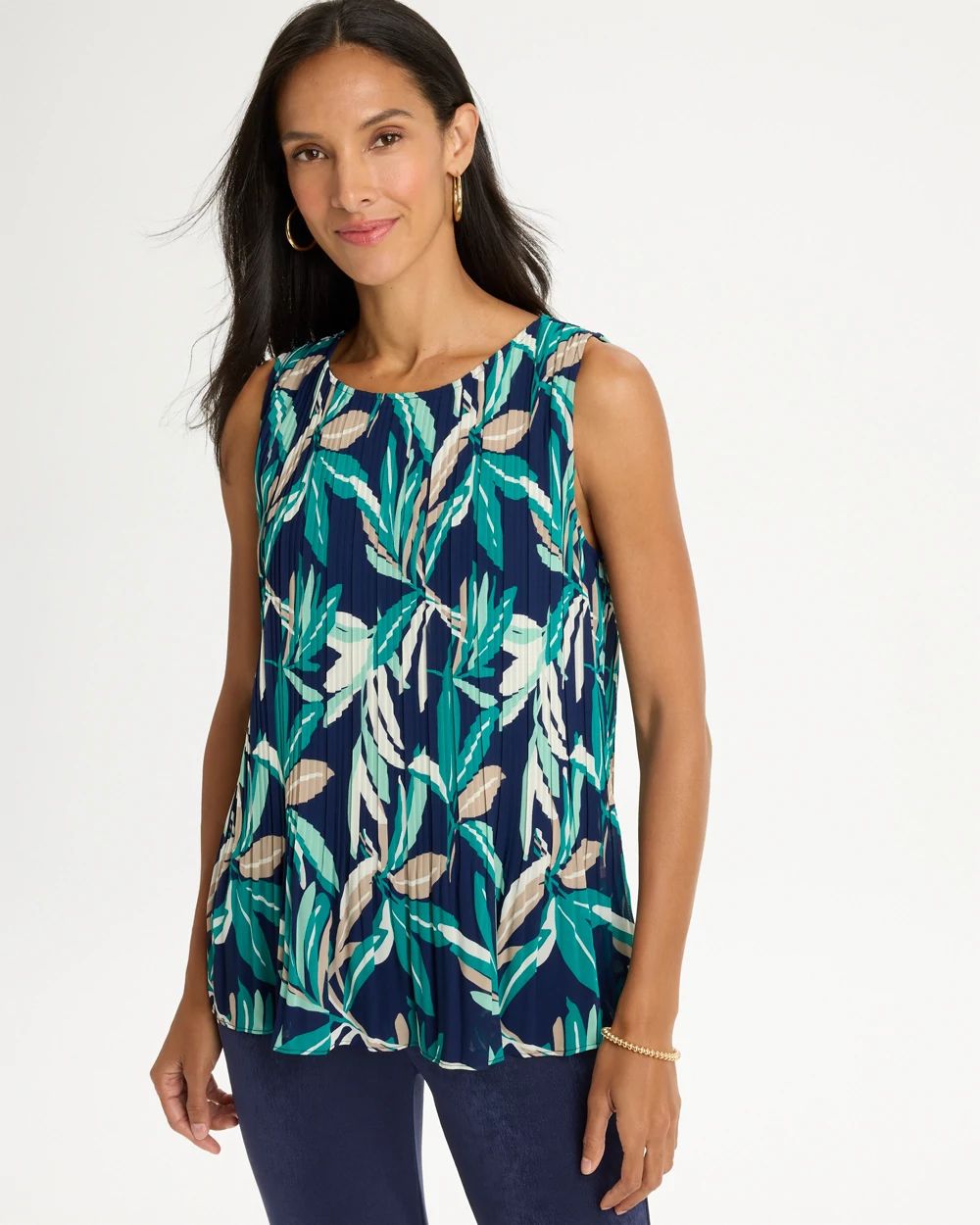 Travelers™ Palm Pleated Chiffon Tank