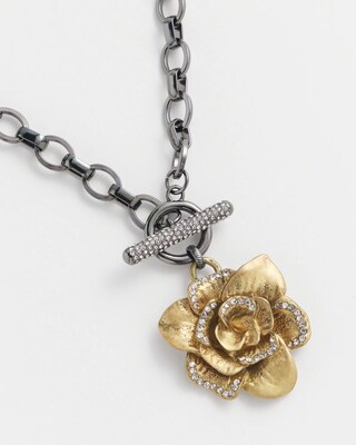 Pavé Brass Flower Pendant Necklace