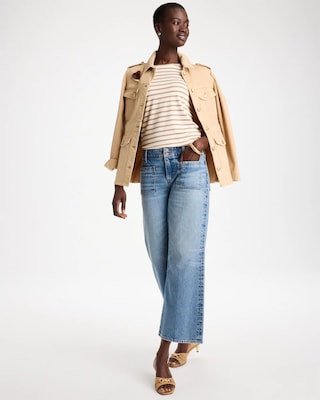 Striped Touch of Cool™ Elbow-sleeve Layering Tee click to view larger image.