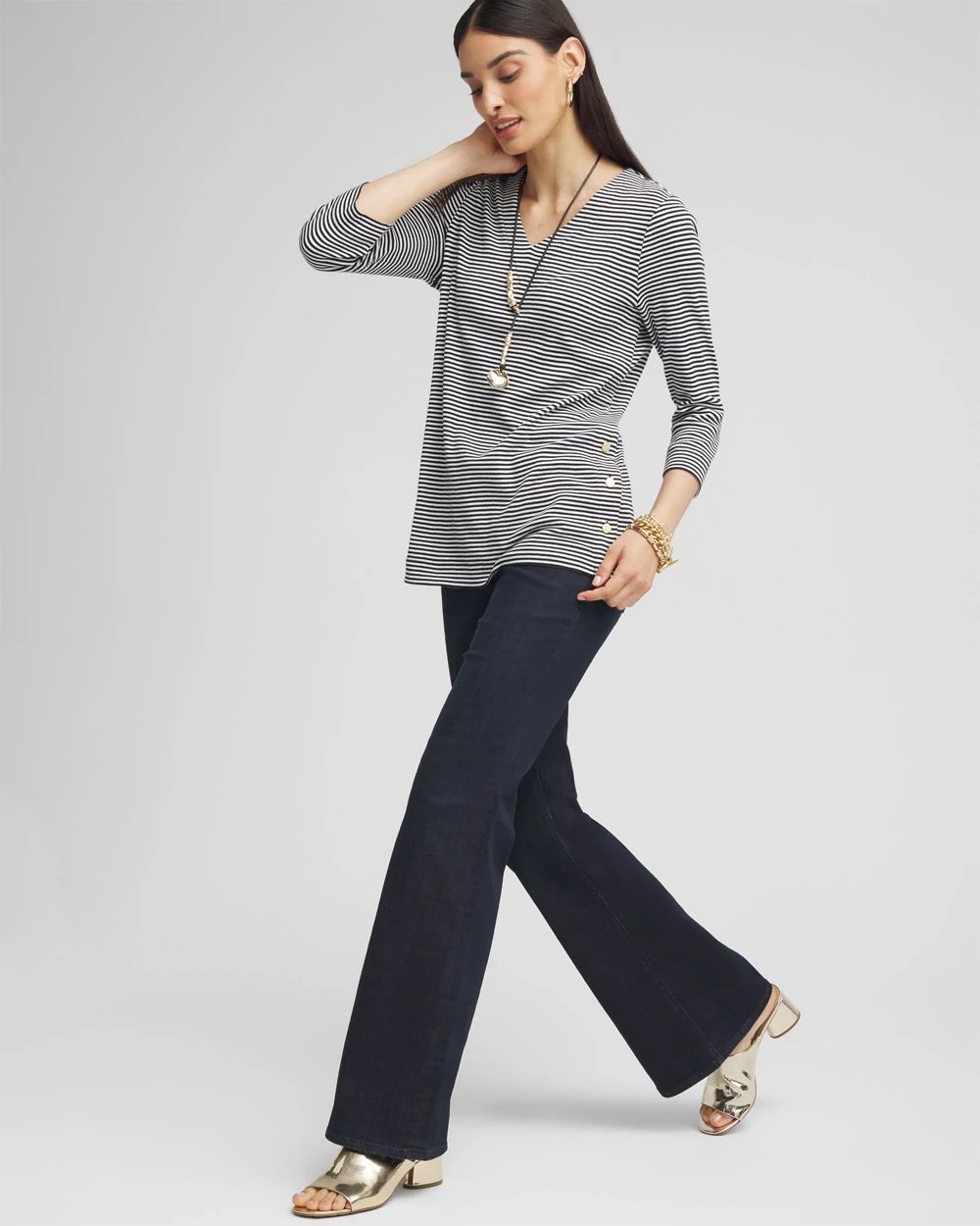 Stripe V-neck Tunic