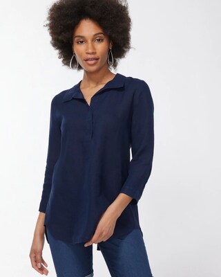 No Iron Linen Button Back Tunic