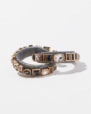 Rhinestone Hematite Tone Hoops