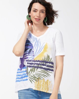Leaf Print Seamed Slub Tee