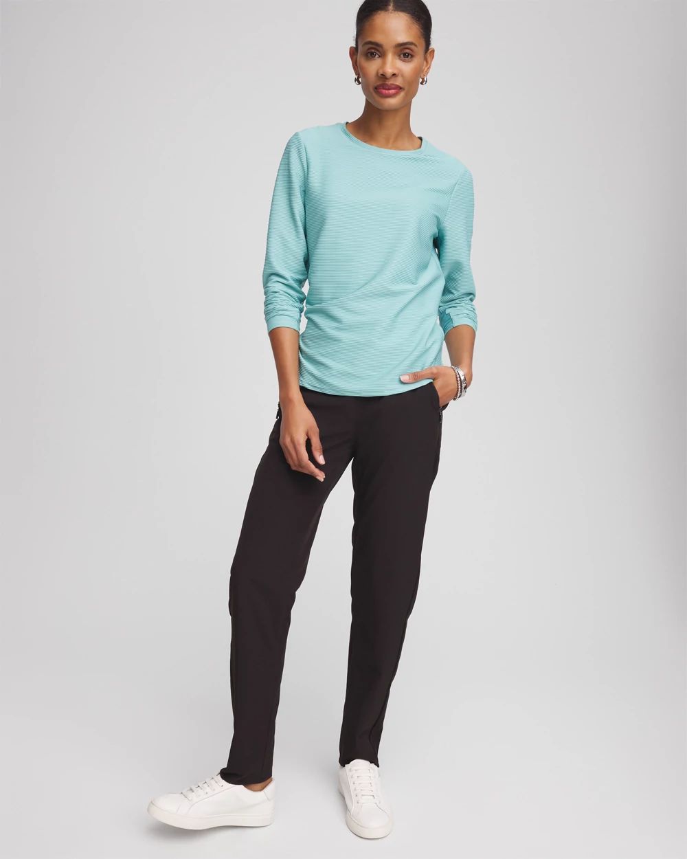 Zenergy® UPF Crew Neck Mesh-Inset Pullover