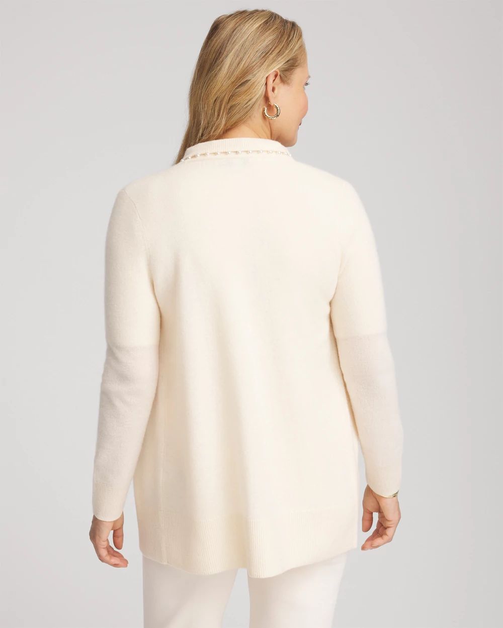 Cashmere Pearl-Trim Cardigan click to view larger image.