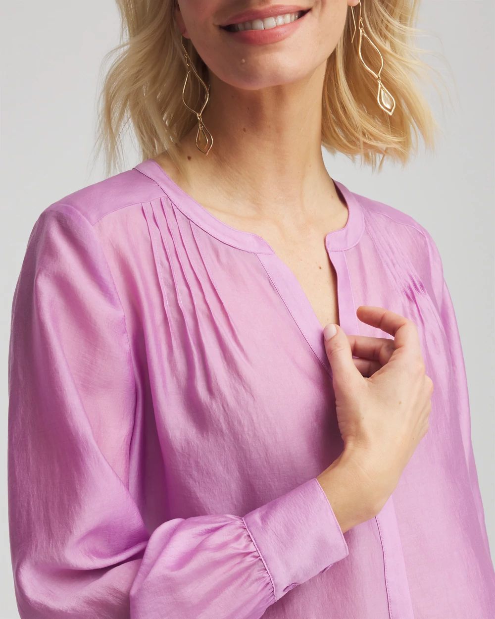 Tencel-Blend Sheer Blouse click to view larger image.