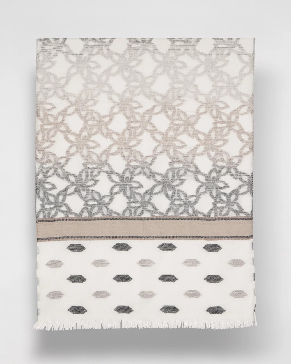 Neutral Paisley Polka Dot Oblong Scarf