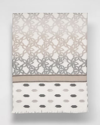 Neutral Paisley Polka Dot Oblong Scarf click to view larger image.