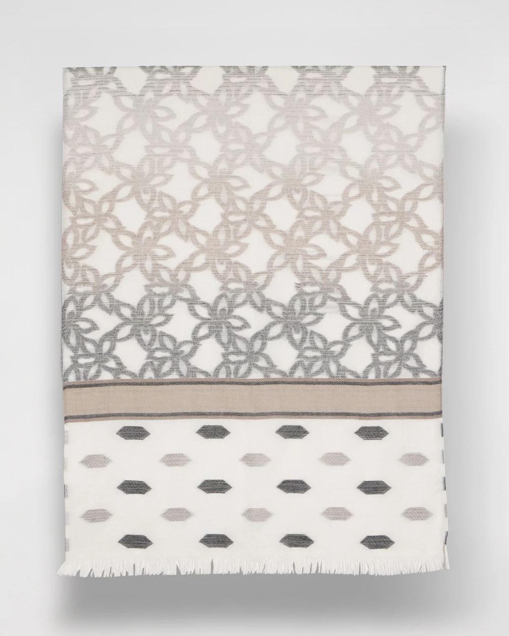 Neutral Paisley Polka Dot Oblong Scarf