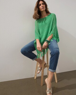 Green Tape Yarn Poncho