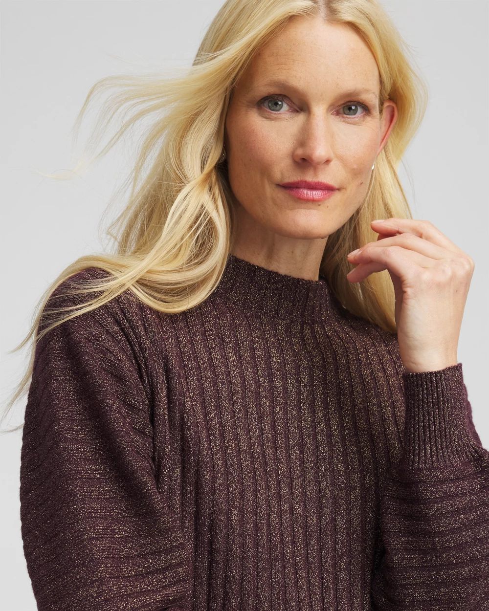 Metallic Ribbed Pullover click to view larger image.