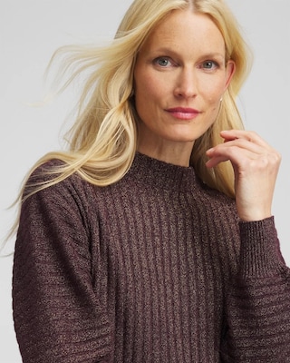 Metallic Ribbed Pullover click to view larger image.