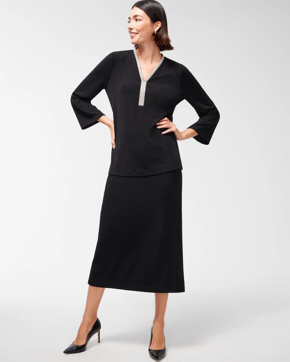 Travelers Embellished V-neck Tunic