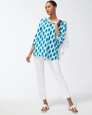 No Iron Linen Dots Button Back Tunic