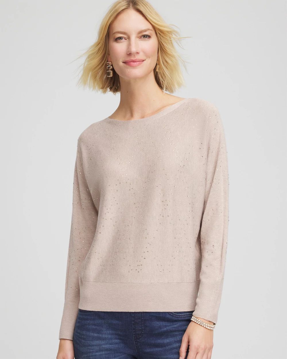 Ella Embellished Dolman Pullover Sweater