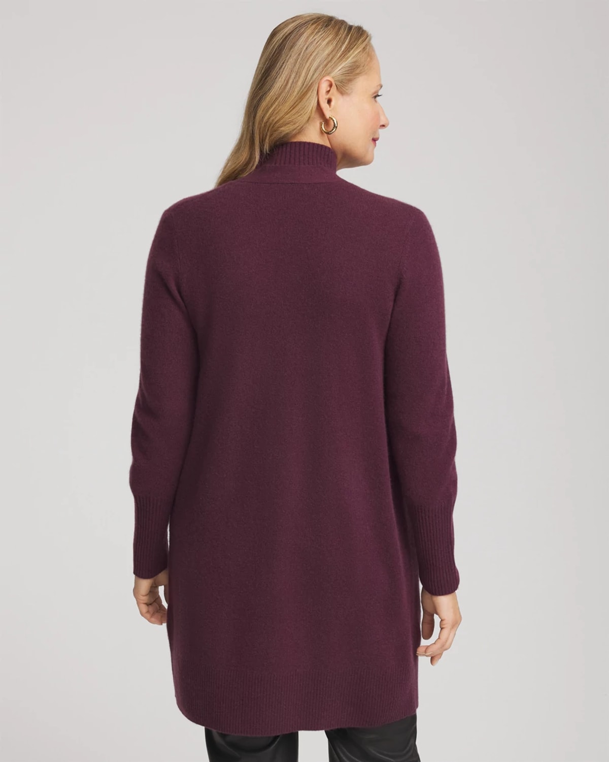 Chico's Cashmere Duster Cardigan Sweater In Purple In Burgundy