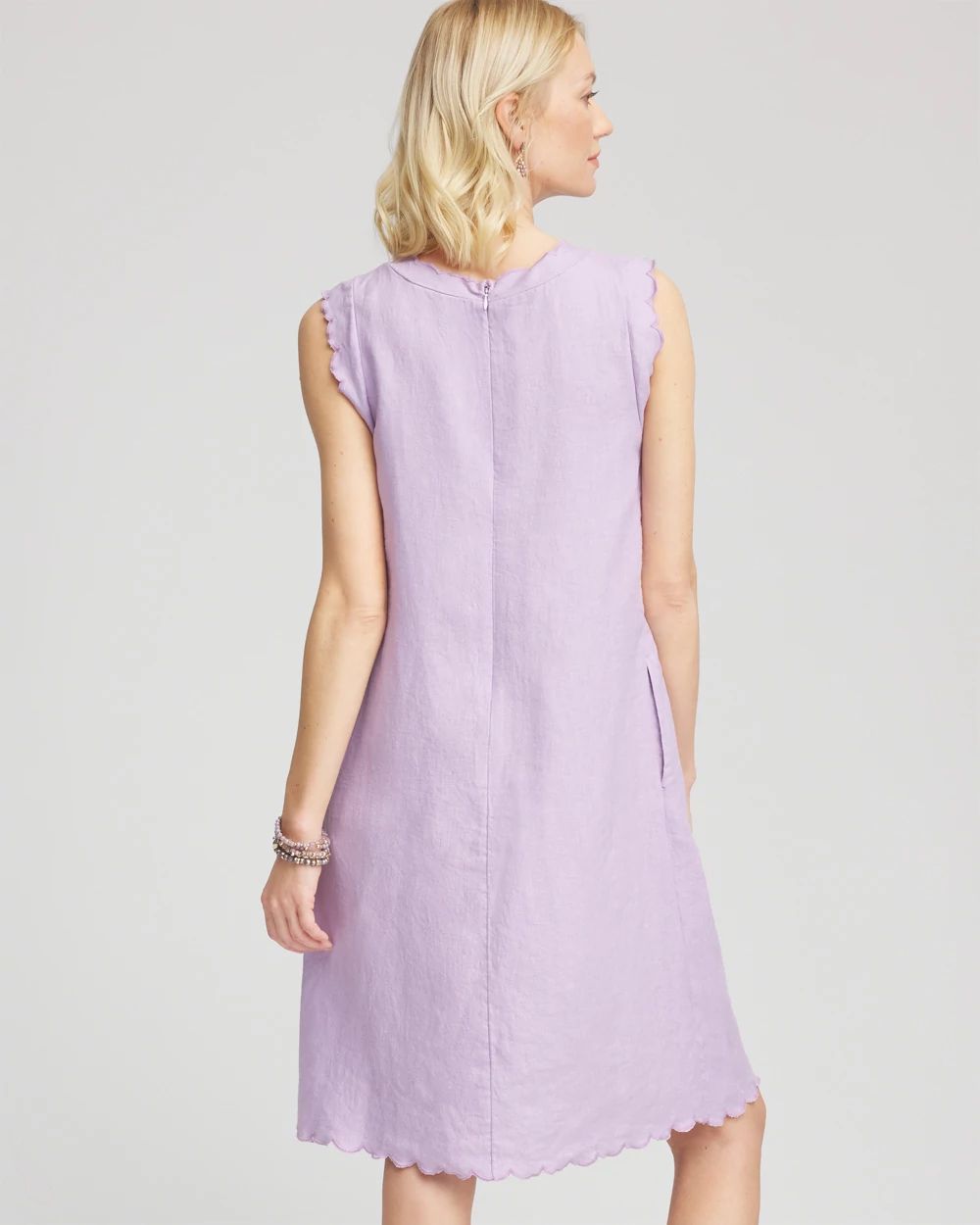 Sleeveless Scalloped Trim Dress
