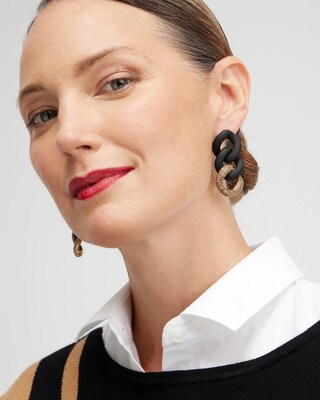 Gold Tone Pavé Link Earrings