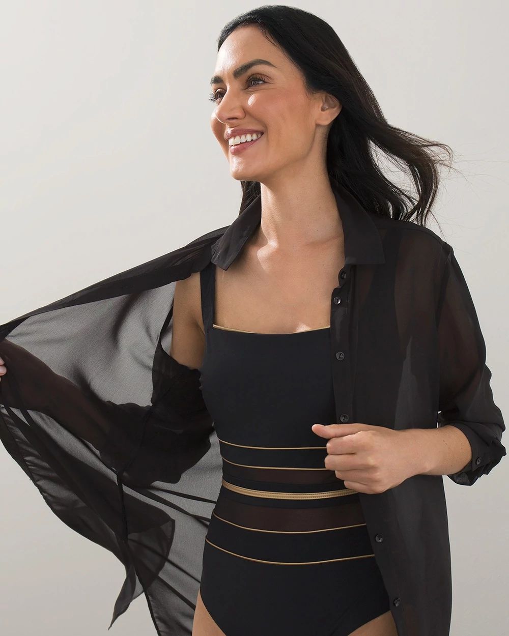 Long Sleeve Buttoned Coverup Dress