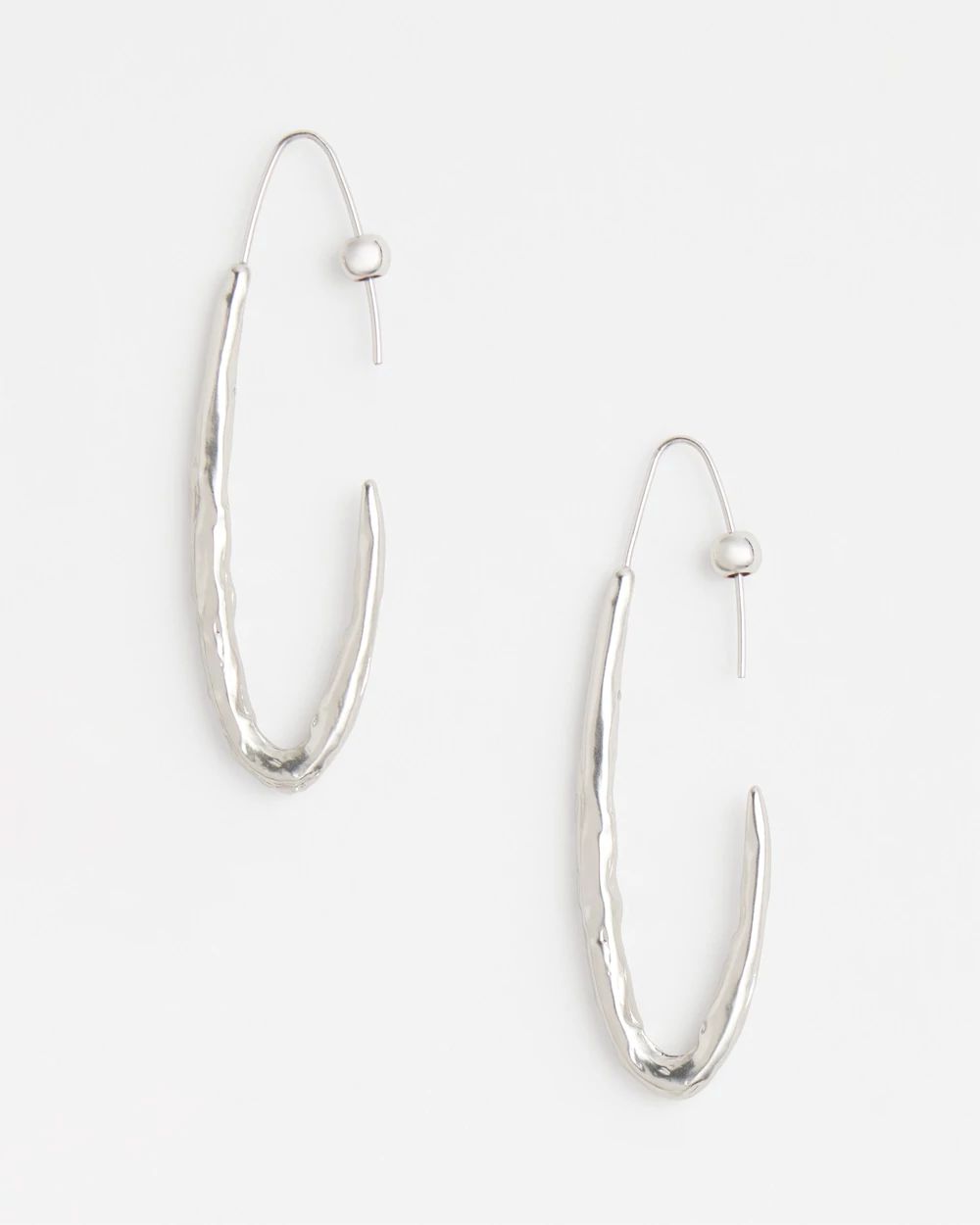 No Droop™ Silver Tone Textured Threader Hoops