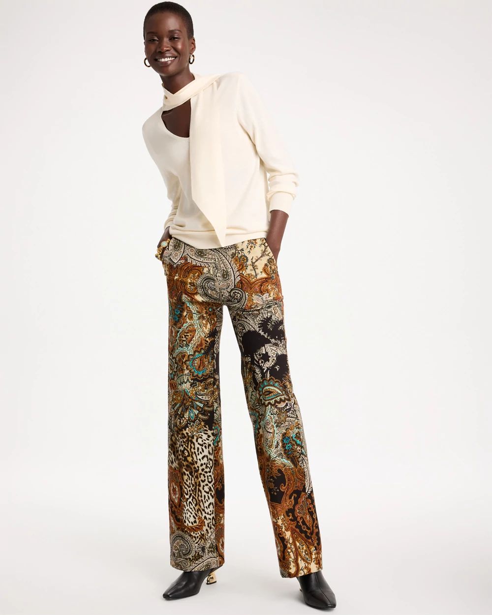 Petite Paisley Juliet Wide Full Length Pant
