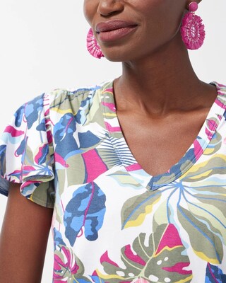 Touch of Cool Tropical Flutter Sleeve Tee